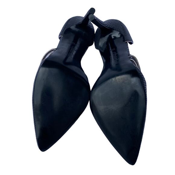 Charles by Charles David Black Snakeskin Pointed Toe D'Orsay Heeled Pumps 7M - Picture 7 of 8